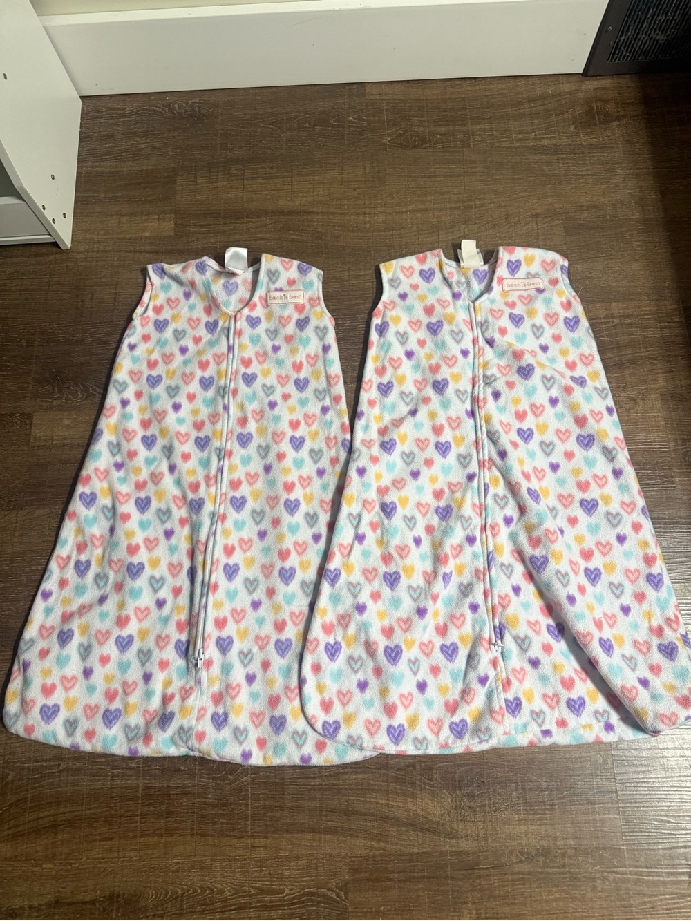 Halo Fleece Heart-Print Sleeveless Sleep Sack - 2-Pack Size M